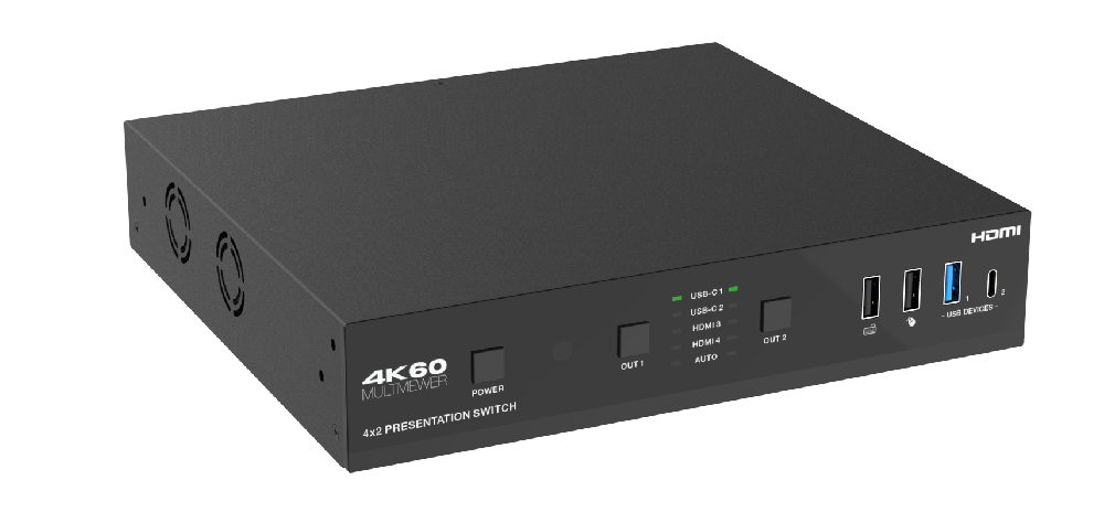 4x2 4K60 Presentation Switcher (HDBaseT 3.0/USB/Dante)